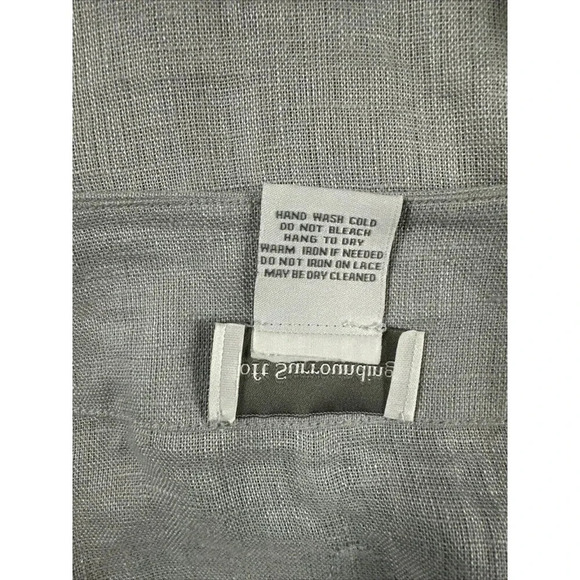 Soft Surroundings Linen Tunic Top Size L Gray Aqua Lace Boho 3/4 Sleeves - Picture 13 of 16